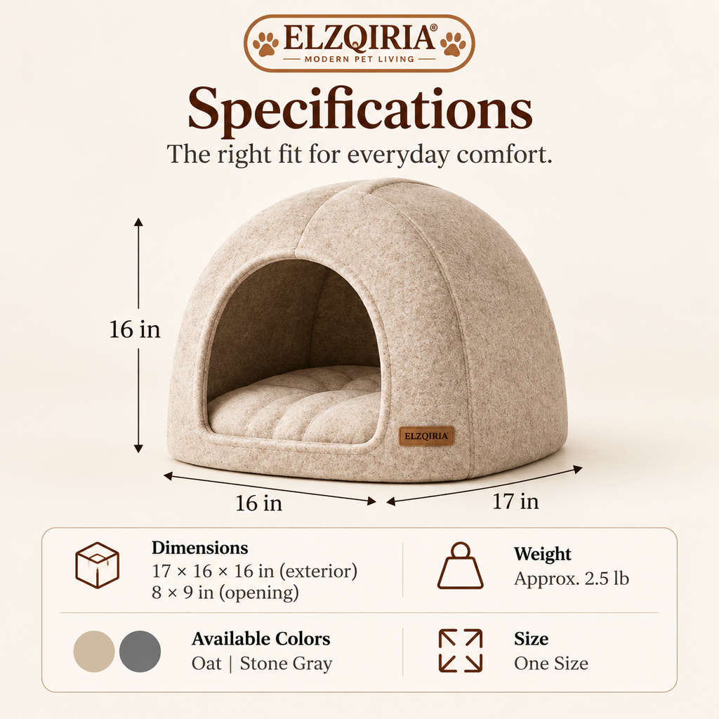ELZQIRIA™ Arch Felt Cat Hideaway – Modern Indoor Cat Cave with Removable Soft Cushion