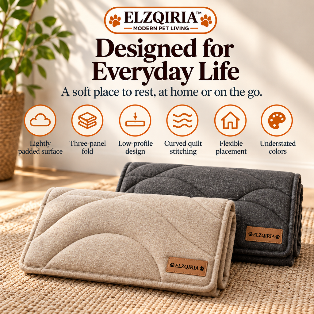 ELZQIRIA™ Cloud Quilted Pet Mat – Foldable Padded Dog & Cat Resting Pad for Home, Crates & Travel