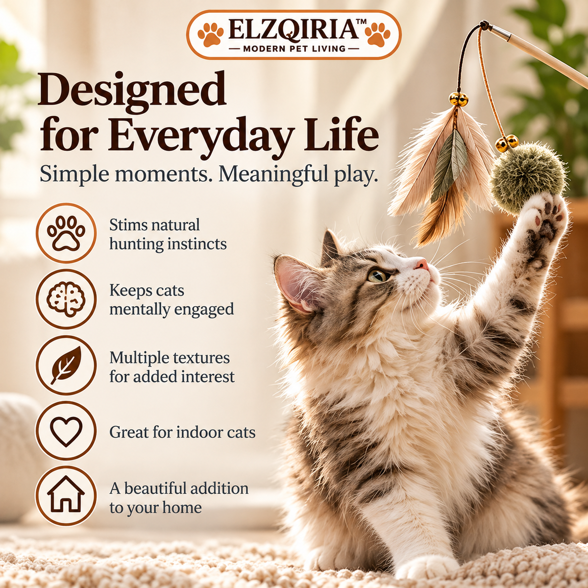 ELZQIRIA™ Drift Cat Teaser Wand Toy Set, Interactive Indoor Cat Play Wand with Interchangeable Fabric Attachments and Storage Pouch