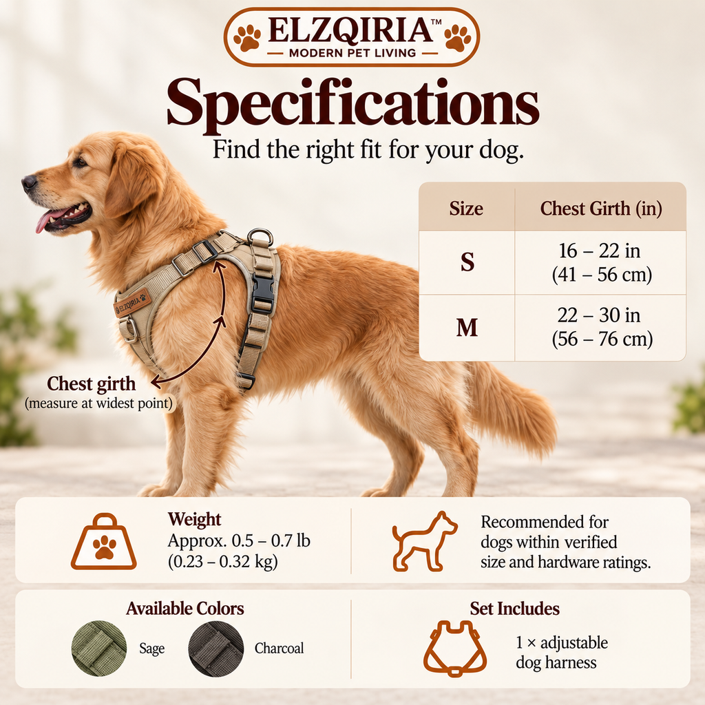 ELZQIRIA™ Form Adjustable Dog Harness – Padded Everyday Walking Vest with Front & Back Leash Attachments