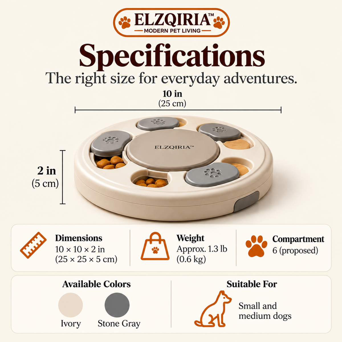 ELZQIRIA™ Orbit Interactive Dog Treat Puzzle – Sliding Food Enrichment Toy with Rotating Compartments