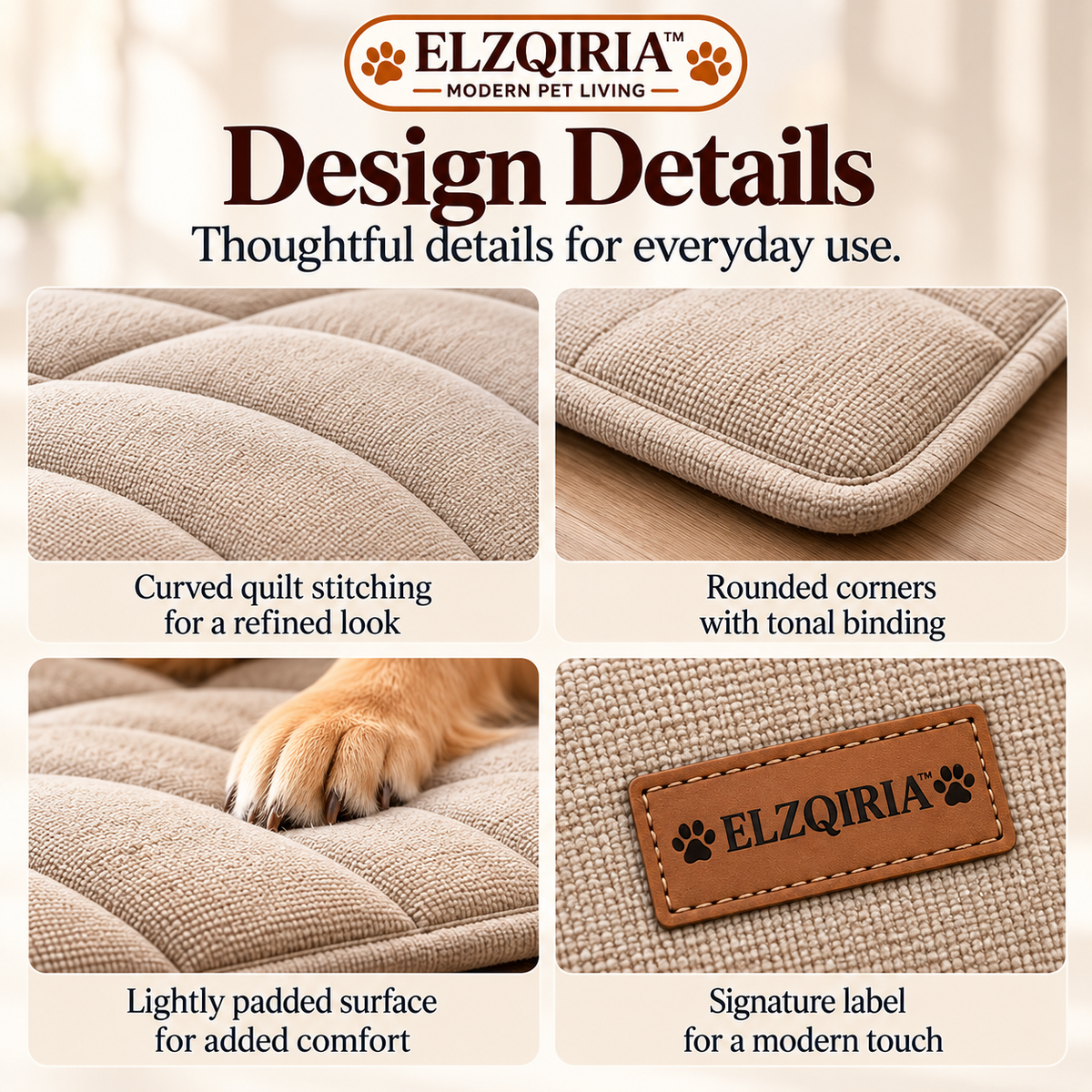 ELZQIRIA™ Cloud Quilted Pet Mat – Foldable Padded Dog & Cat Resting Pad for Home, Crates & Travel