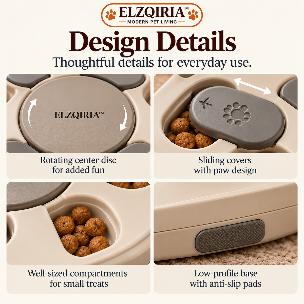 ELZQIRIA™ Orbit Interactive Dog Treat Puzzle – Sliding Food Enrichment Toy with Rotating Compartments