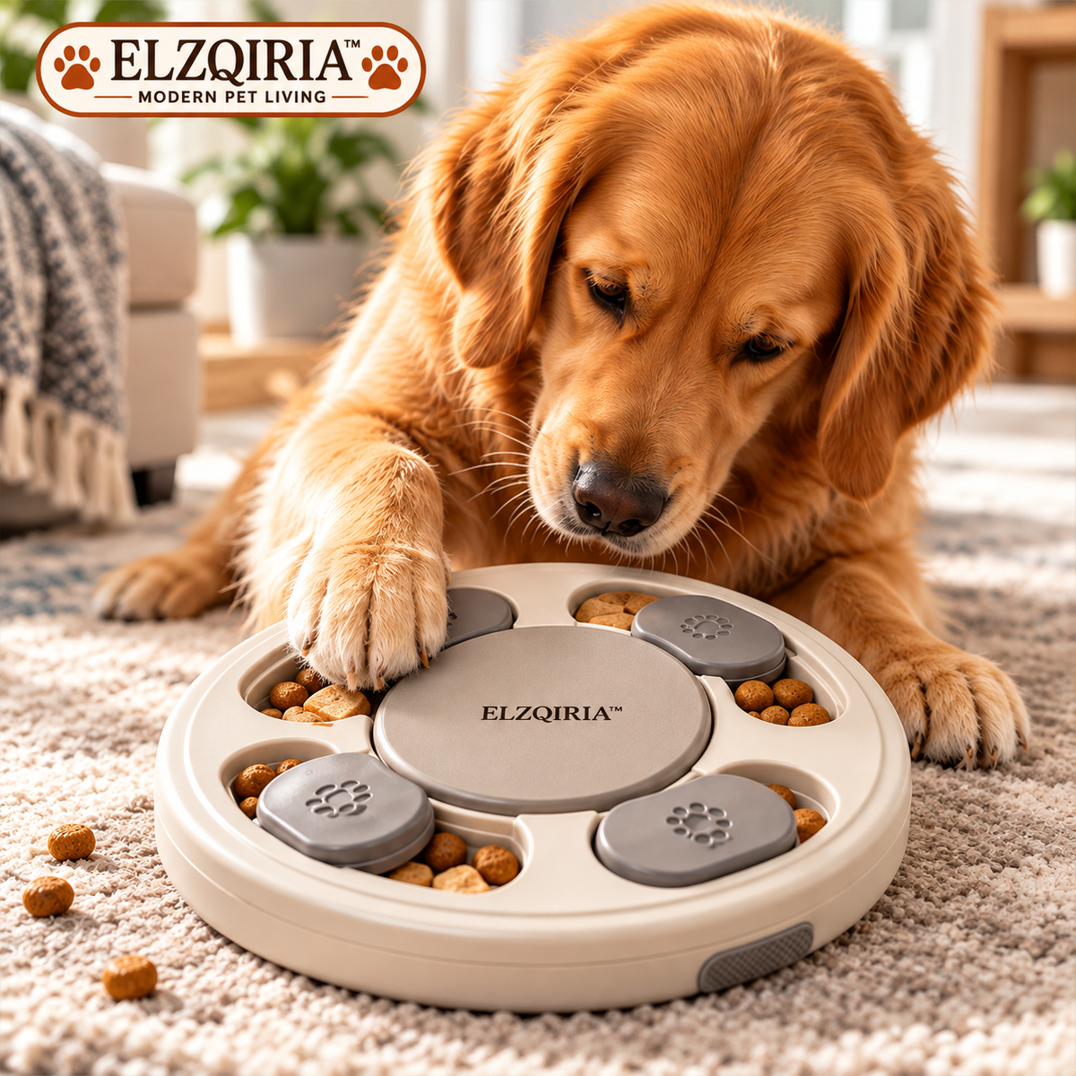ELZQIRIA™ Orbit Interactive Dog Treat Puzzle – Sliding Food Enrichment Toy with Rotating Compartments
