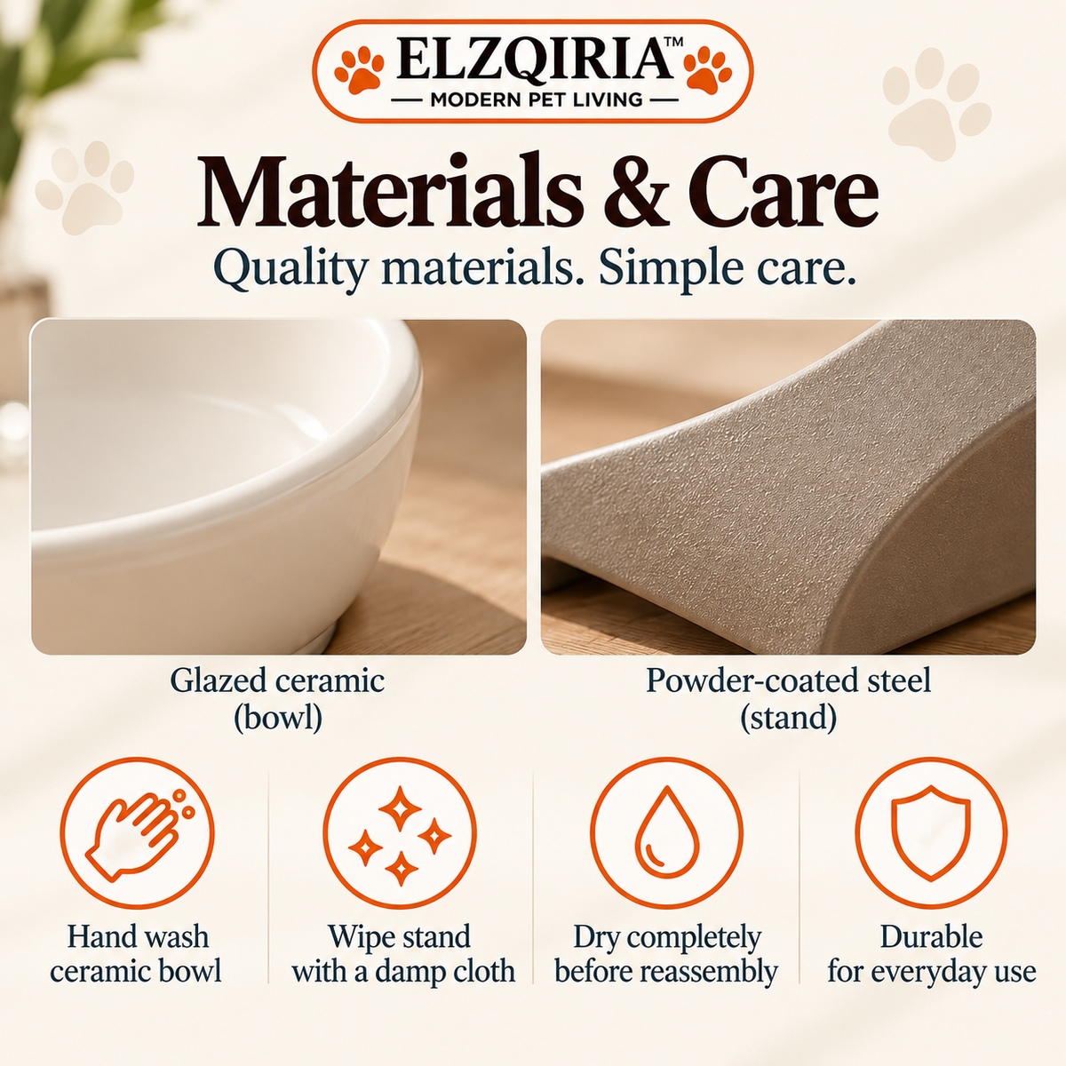 ELZQIRIA™ Arc Ceramic Elevated Pet Bowl – Modern Raised Food & Water Dish with Removable Stand for Cats & Small Dogs