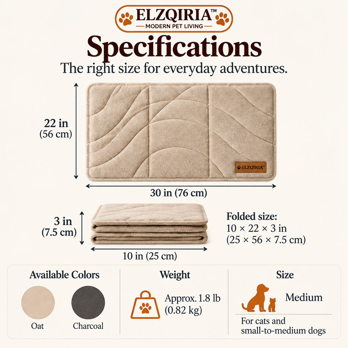 ELZQIRIA™ Cloud Quilted Pet Mat – Foldable Padded Dog & Cat Resting Pad for Home, Crates & Travel