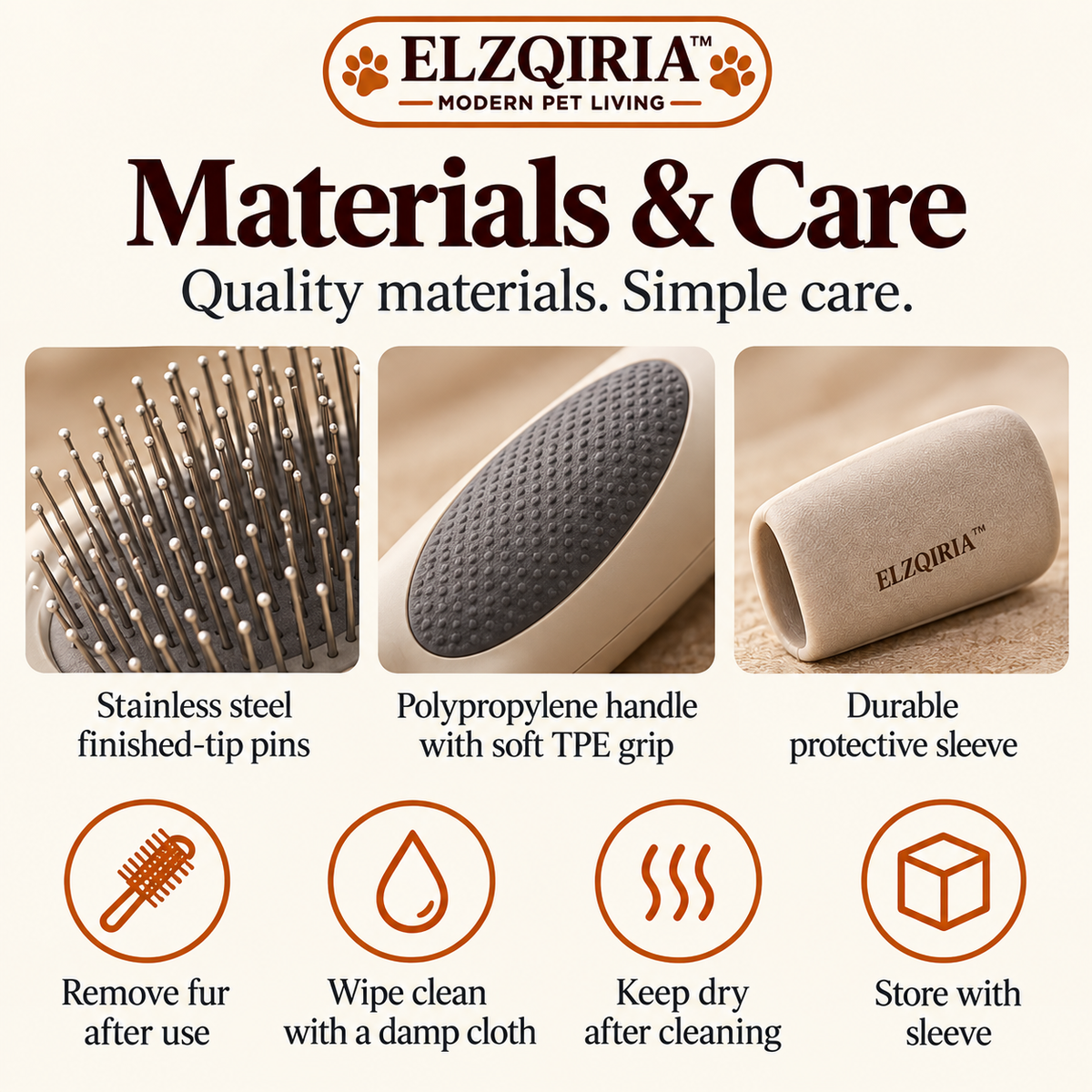 ELZQIRIA™ Contour Pet Grooming Brush – Ergonomic Slicker Brush with Soft-Grip Handle for Dogs & Cats
