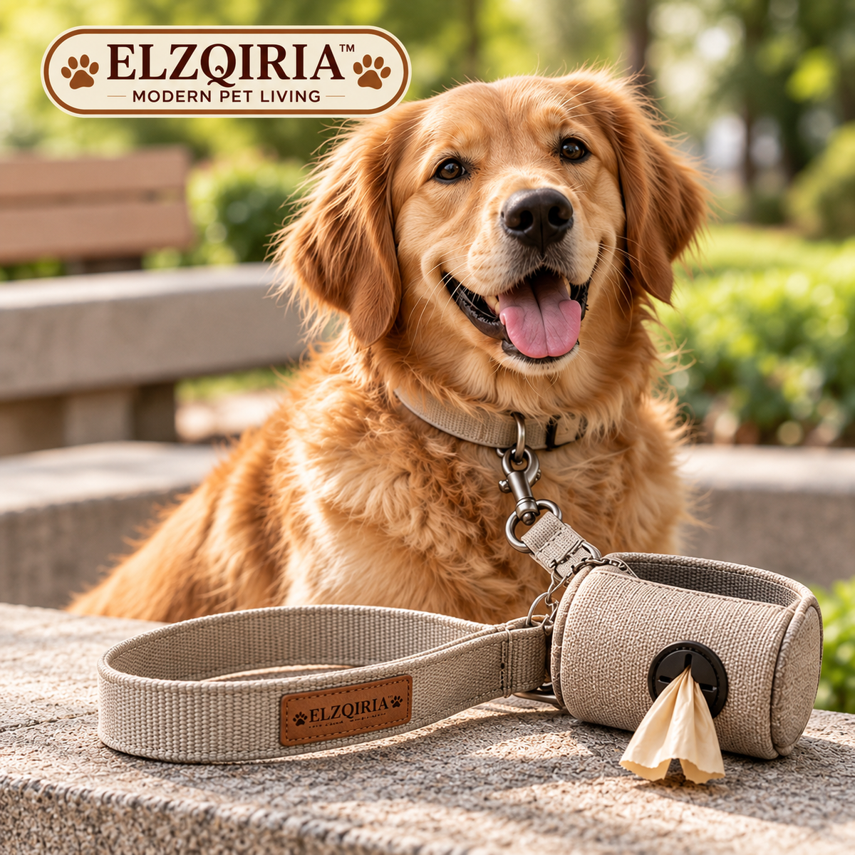 ELZQIRIA™ City Walk Dog Leash & Waste Bag Pouch Set – 6-Foot Everyday Walking Lead with Matching Carry Pouch
