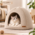 ELZQIRIA™ Arch Felt Cat Hideaway – Modern Indoor Cat Cave with Removable Soft Cushion