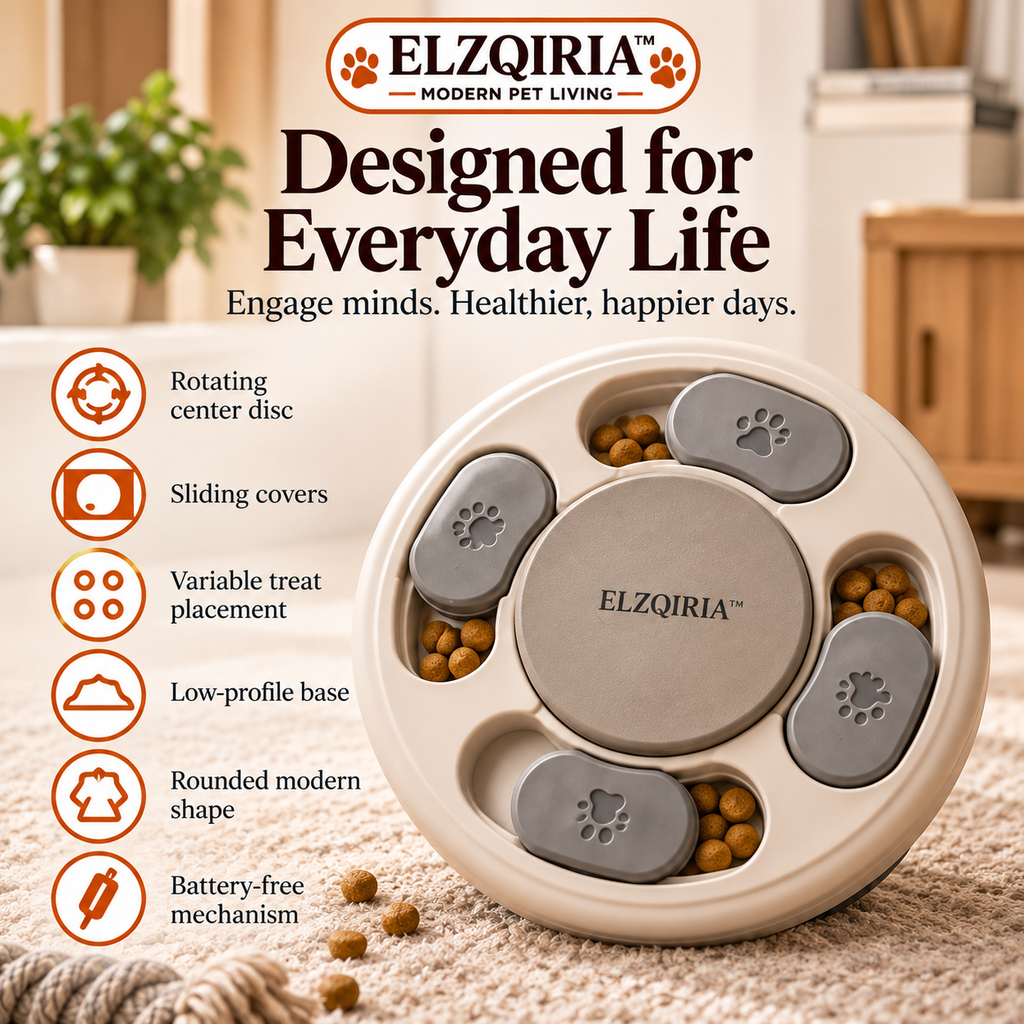 ELZQIRIA™ Orbit Interactive Dog Treat Puzzle – Sliding Food Enrichment Toy with Rotating Compartments