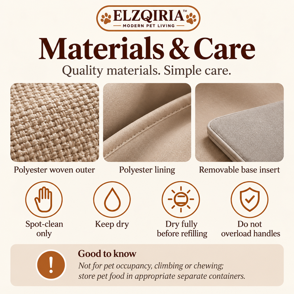 ELZQIRIA™ Atelier Pet Toy Storage Basket – Modern Fabric Organizer Bin with Handles for Dog & Cat Accessories